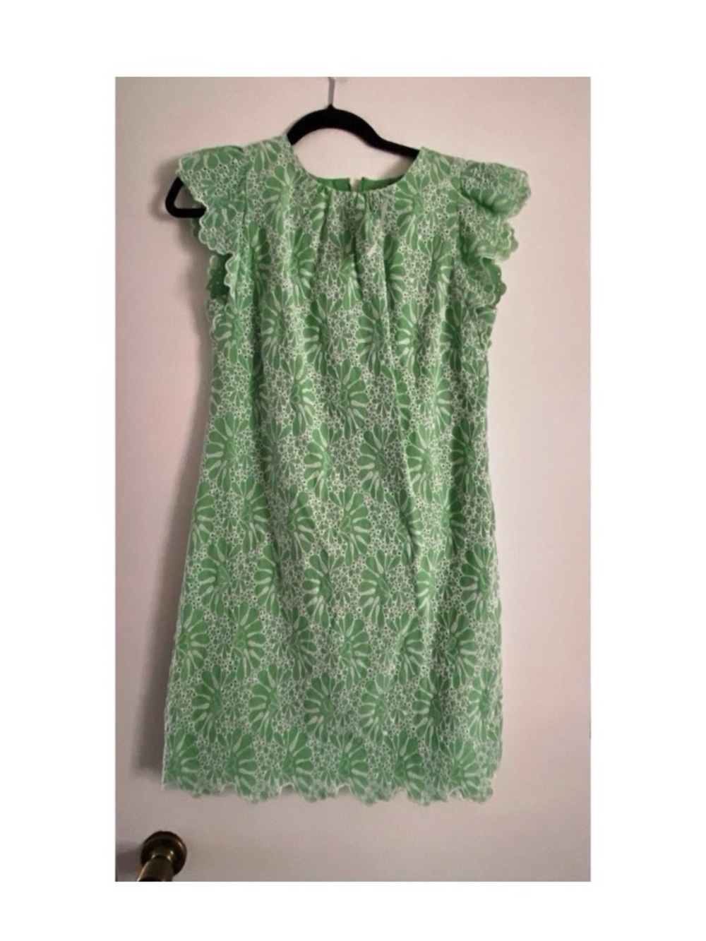 LOFT Green Floral Eyelet Mini Dress Size 4 New! - Picture 4 of 6